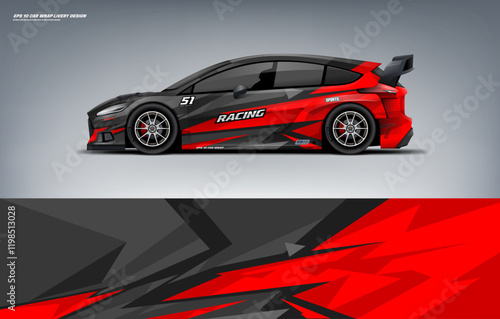 Sporty Racing Car wrap black and red livery design