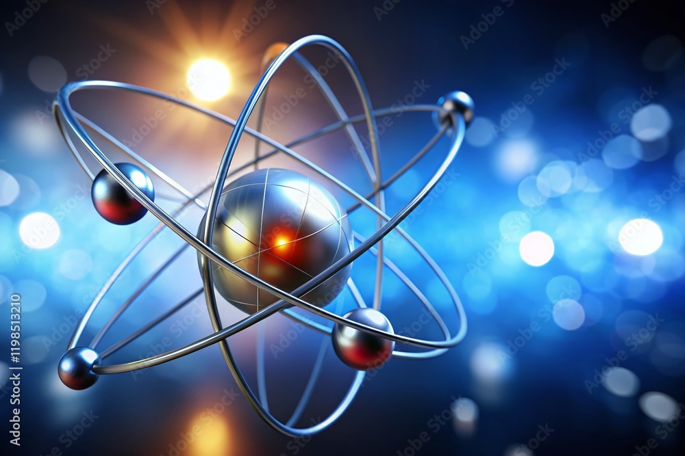 3D Atomic Model, Science, Physics, Education, Research, Left Composition, Copy Space 3D Atomic Model, Science, Physics, Education, Research, Left Composition, Copy Space