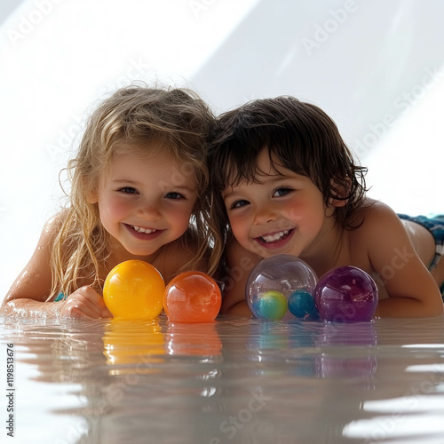 Kids With A Ball Isolated