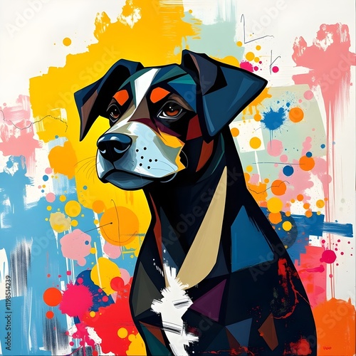 Vibrant Colorful Dog Pop Art Halfbody