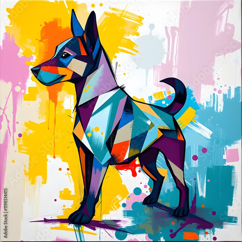 Abstract Pop Art Dog Portrait Full Body