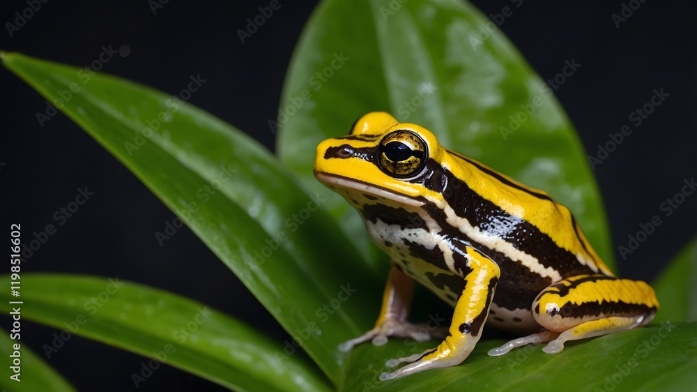 Fototapeta premium Morning Melody: The Buzzing Nursery Frog at Sunrise in the Rainforest