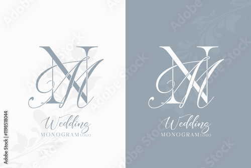 MN monogram logo NM initial letter wedding logo monogram logo