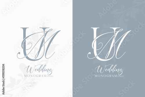 MU monogram logo UM initial letter wedding logo monogram logo