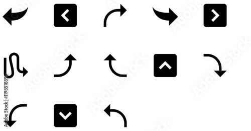 Set of Curved and squared arrows icons