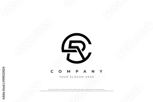 Letter RC or CR Monogram Logo Design