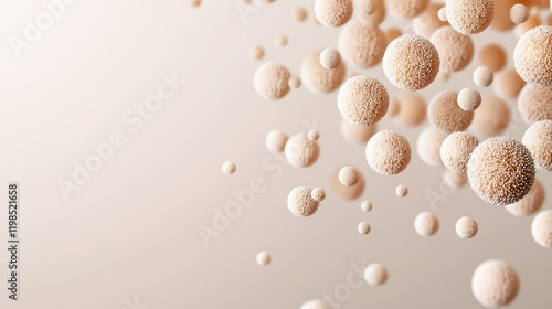 Dust pollution concept. Abstract representation of floating spheres in a soft beige background. photo