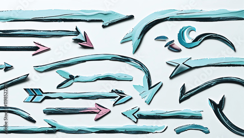 A transparent display of arrows drawn with chalk, arranged dynamically on a creamy peach pastel background, airy and artistic style, 32k, full ultra HD, high resolution  (14).eps