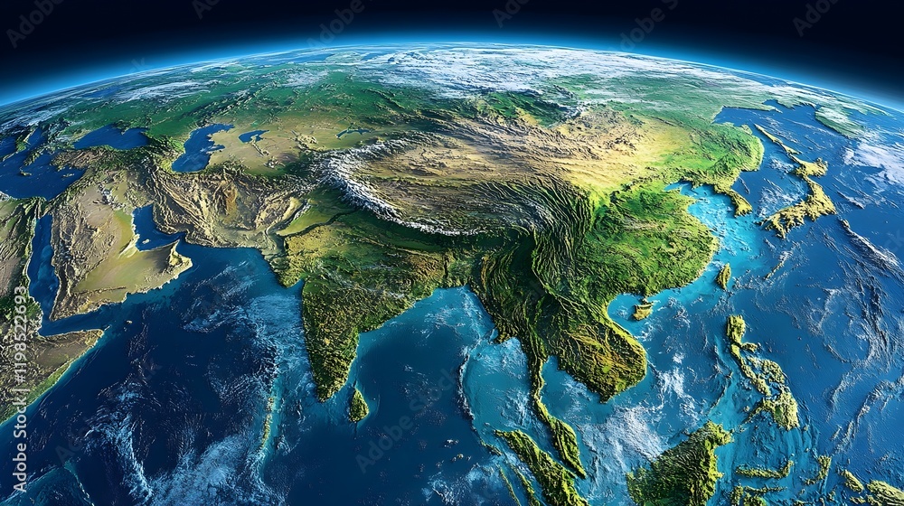 Fototapeta premium Asia, night-day satellite image - Offset