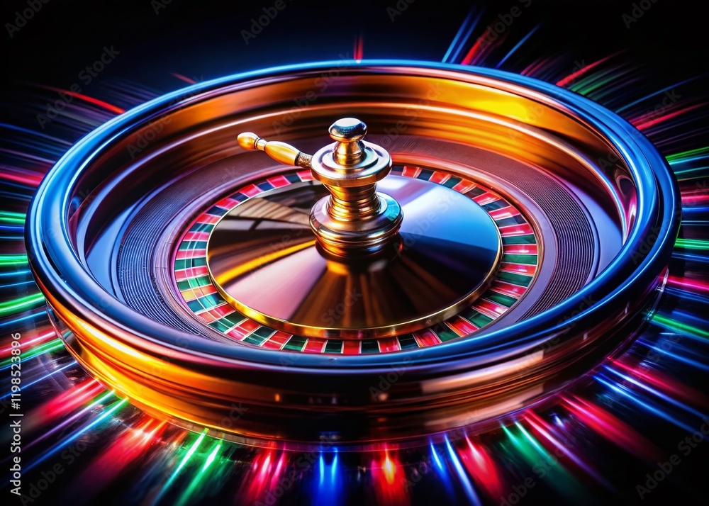 Casino Roulette Wheel Long Exposure Spin, Gambling Game, Luxury Casino Night, Wheel of Fortune, Las Vegas Style Casino Roulette Wheel Long Exposure Spin, Gambling Game, Luxury Casino Night, Wheel of Fortune, Las Vegas Style