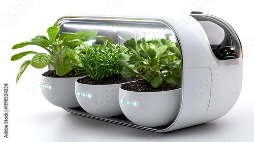 Innovative indoor gardening system modern home product showcase clean environment close-up view sustainable living concept photo