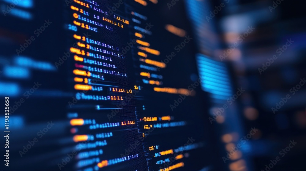 Fototapeta premium Abstract Coding: Glowing Lines of Digital Code
