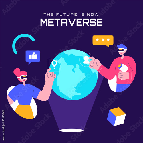 Hand-Drawn Metaverse and VR Templates for Social Media Backgrounds Illustration