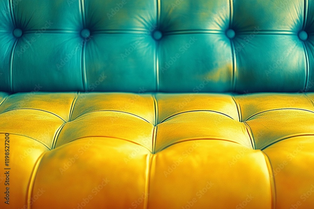 Obraz premium Colorful tufted couch close-up for interior design