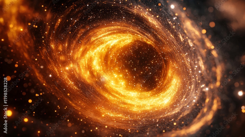 A swirling vortex of glowing light against a dark starry background. A swirling vortex of glowing light against a dark starry background.