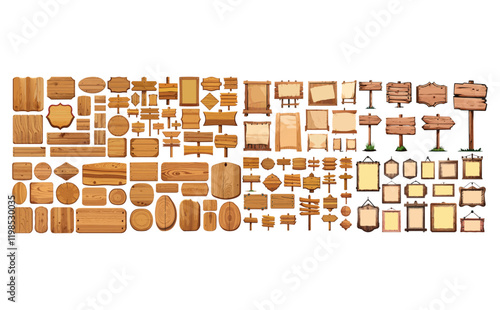 木製看板ベクターイラストセット