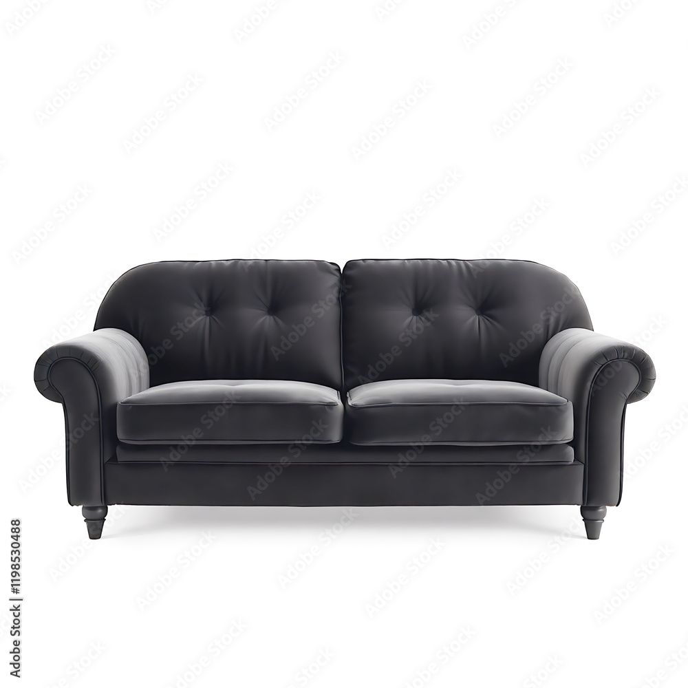 Stylish Dark Gray Sofa with Classic Design. Stylish Dark Gray Sofa with Classic Design.