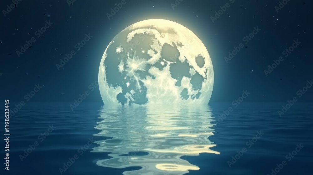 Close-up of the full moon's reflection shimmering on water Close-up of the full moon's reflection shimmering on water