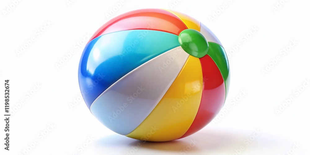 Colorful Beach Ball Isolated on White Background - Summer Fun Stock Photo Colorful Beach Ball Isolated on White Background - Summer Fun Stock Photo