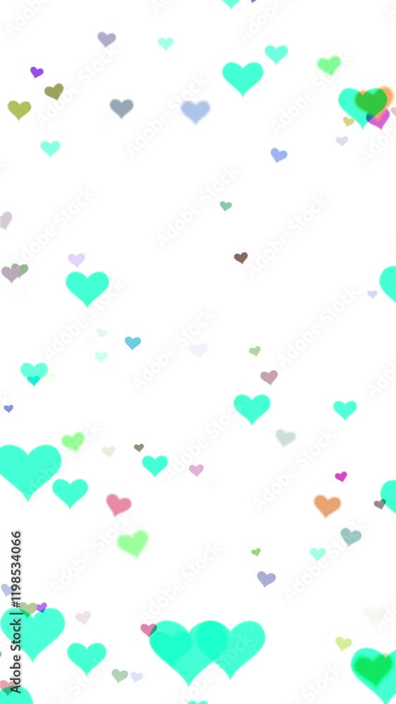 Colorful hearts loop motion on white vertical background. Colorful hearts loop motion on white vertical background.