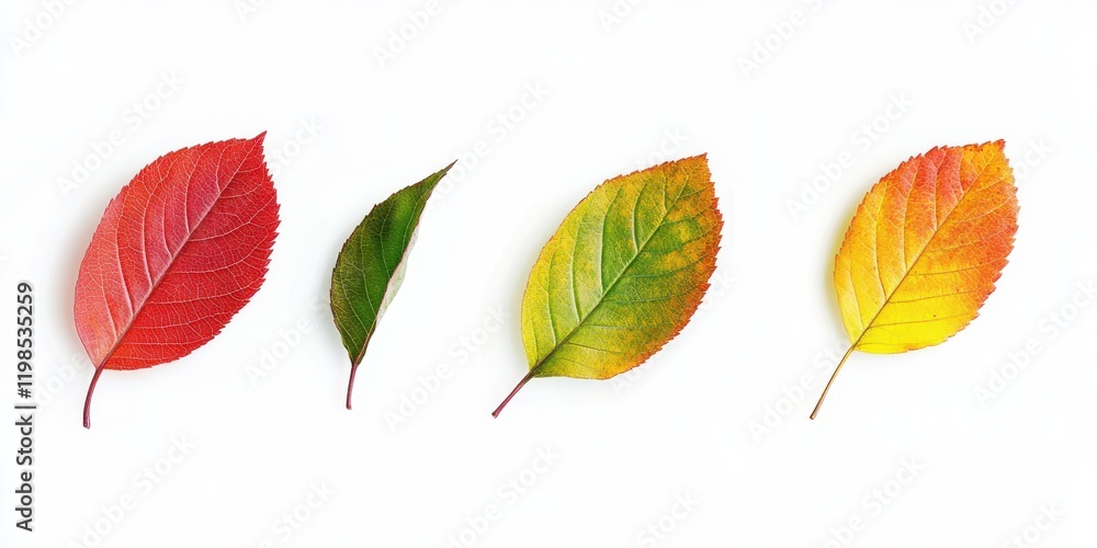 Obraz premium Set of multicolored fallen autumn leaves isolated on white background
