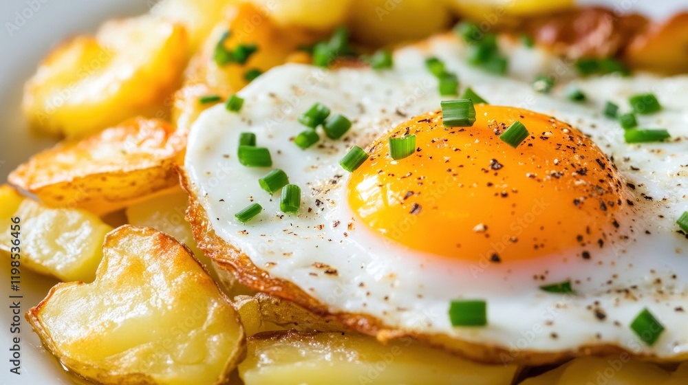 Sunny-Side Up Egg with Crispy Potato Wedges: A Delicious Breakfast Sunny-Side Up Egg with Crispy Potato Wedges: A Delicious Breakfast