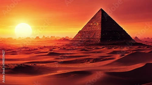 Wallpaper Mural Stunning sunset view over the Great Pyramid with golden sands and distant pyramids in the horizon. Generative AI Torontodigital.ca