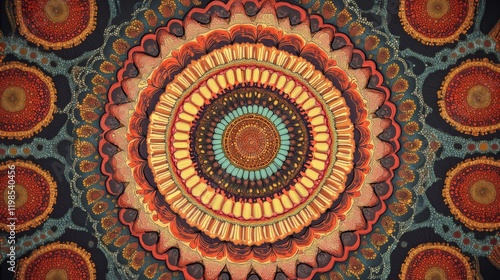 Abstract Mandala with Circular Patterns and Vivid Colors