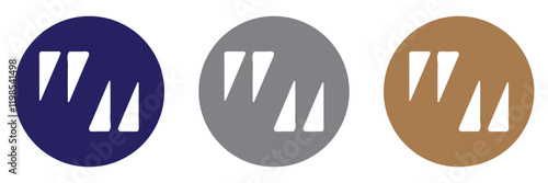 Quote right icon set. double quotation vector symbol. discussion dialog remark open and close quote sign in black filled and outlined style.
