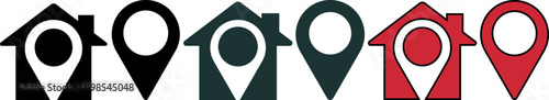 House Map Pin Icon Set for Navigation and Real Estate, Real Estate Location Pin Icon Pack.