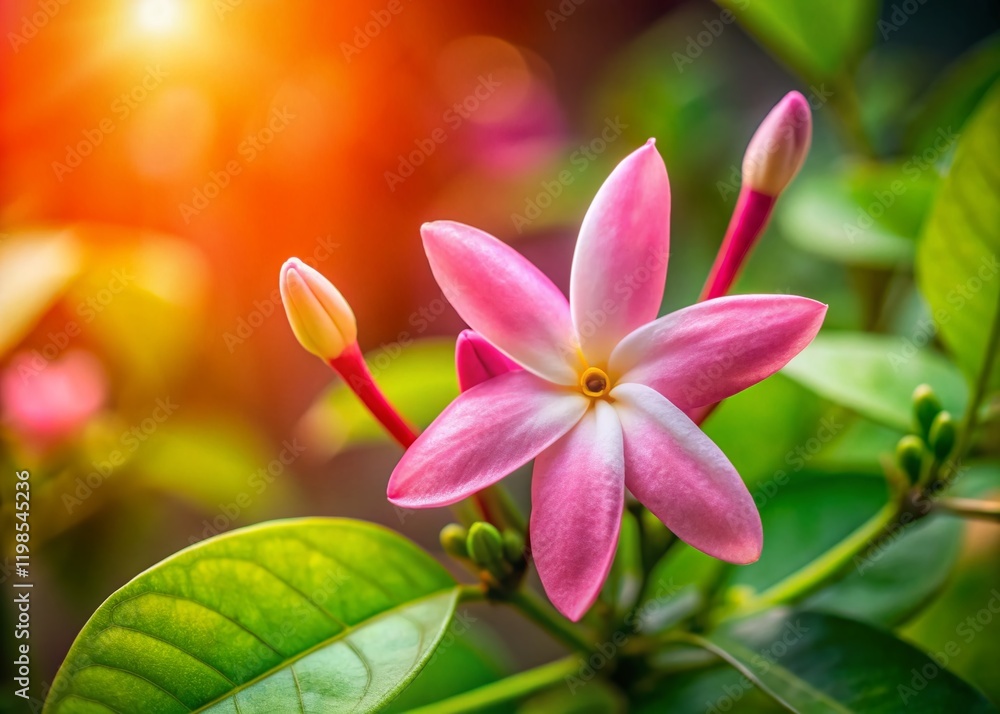 Delicate Pink Cayenne Jasmine Flower Blossom Close-up with Copy Space Delicate Pink Cayenne Jasmine Flower Blossom Close-up with Copy Space