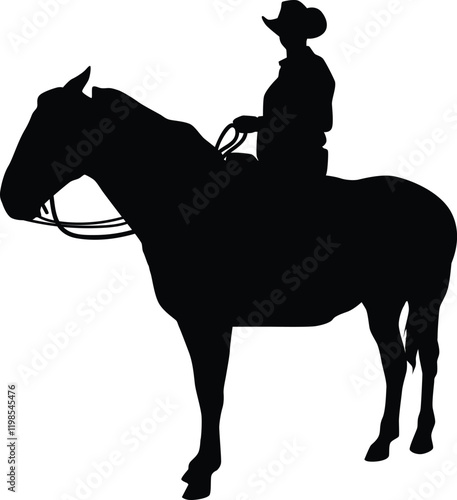 Silhouette of a cowboy on horse illustration