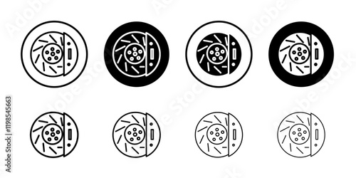 Car brake disk with caliper icon Flat art illustration in outline
