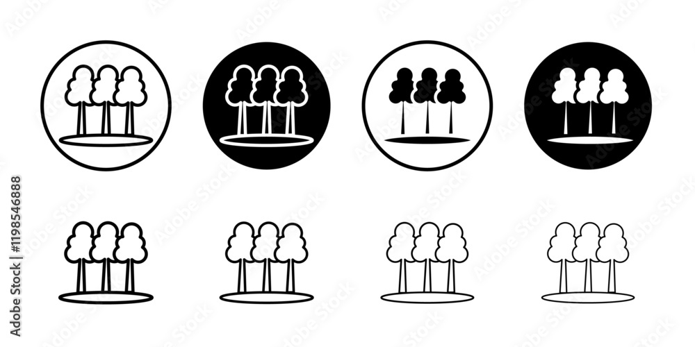 Forest and park trees icon Flat art illustration in outline Forest and park trees icon Flat art illustration in outline