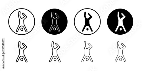 handstand exercise icon Flat art illustration in outline