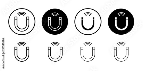 Magnet with power icon Flat art illustration in outline
