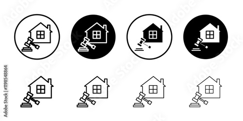 Real estate auction icon Flat art illustration in outline
