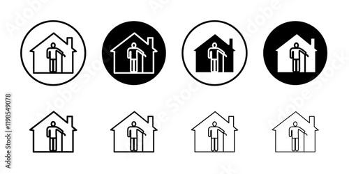 Retirement home icon Flat art illustration in outline