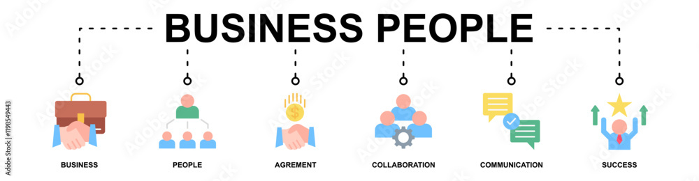 Business People banner web icon vector illustration concept with icon of business, people, agrement, collaboration, communication, success Business People banner web icon vector illustration concept with icon of business, people, agrement, collaboration, communication, success