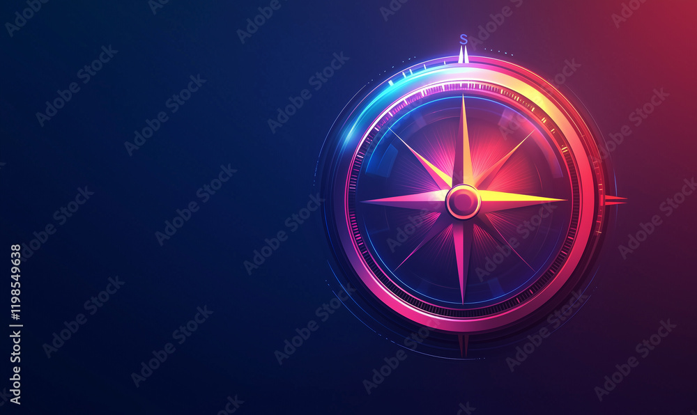 Colorful compass design on a dark background, symbolizing navigation and exploration. Colorful compass design on a dark background, symbolizing navigation and exploration.
