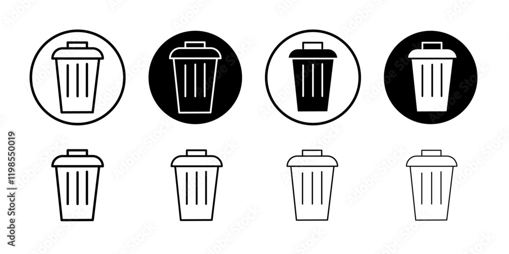 Trash icon Flat art illustration in outline Trash icon Flat art illustration in outline