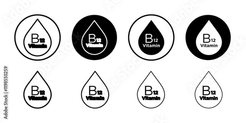 Vitamin B12 drop icon Flat art illustration in outline