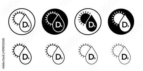 Vitamin D3 icon Flat art illustration in outline
