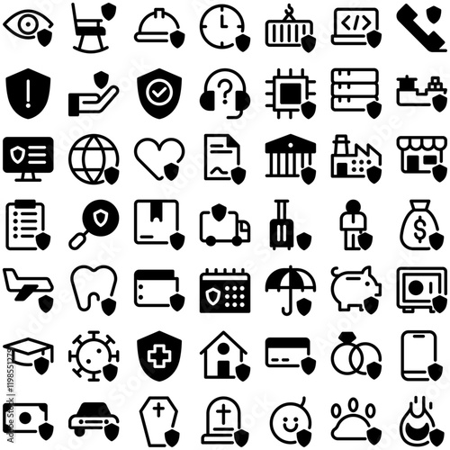 Insurance Protection Safety Security Icon Set. Perfect for user interface, new application
