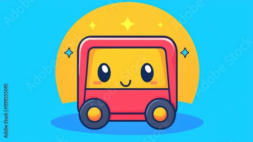 Cheerful cartoon truck digital artwork bright background fun environment playful perspective kids illustration