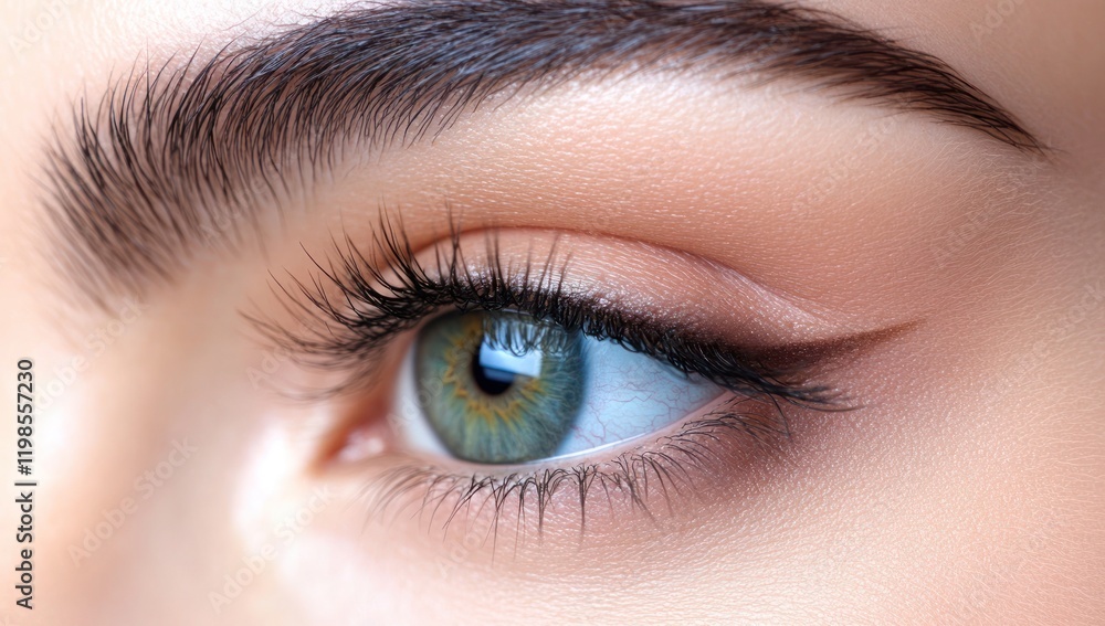 Permanent makeup: The result of an eyebrow enhancement procedure performed by an experienced cosmetologist. Permanent makeup: The result of an eyebrow enhancement procedure performed by an experienced cosmetologist.