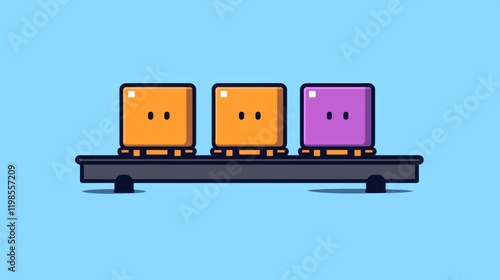Playful animated blocks balancing on a platform digital art style simple background whimsical design