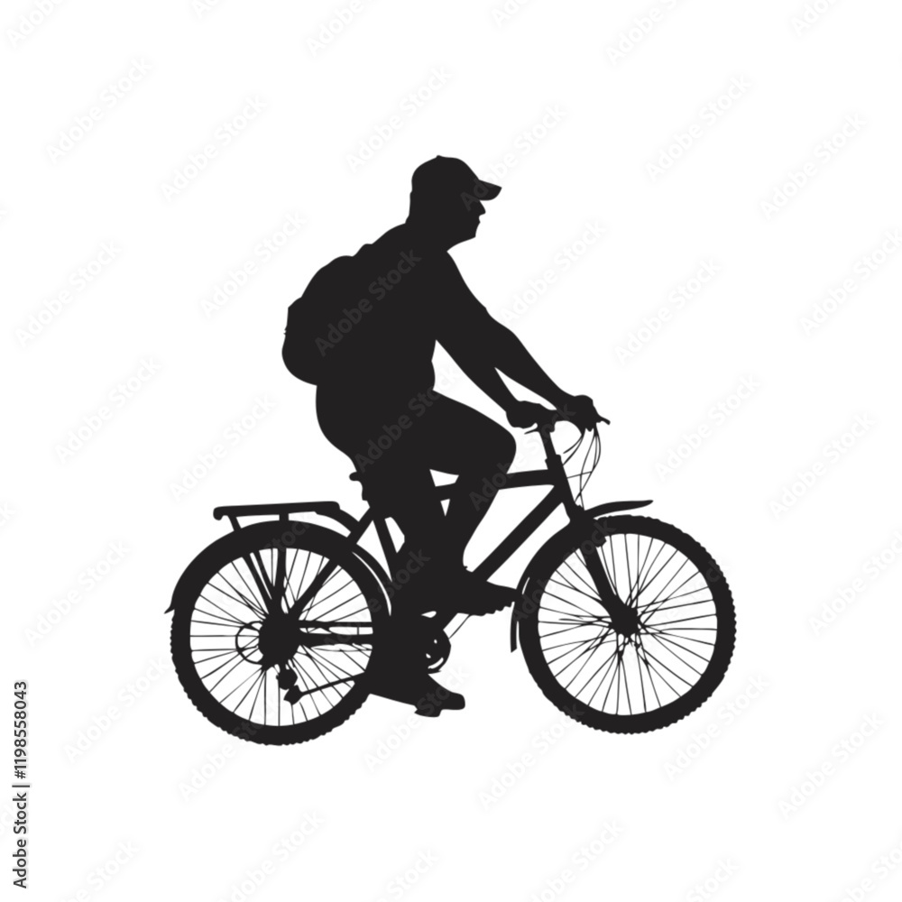 Silhouette of a man cycling on a bicycle in a park vector icon design Silhouette of a man cycling on a bicycle in a park vector icon design