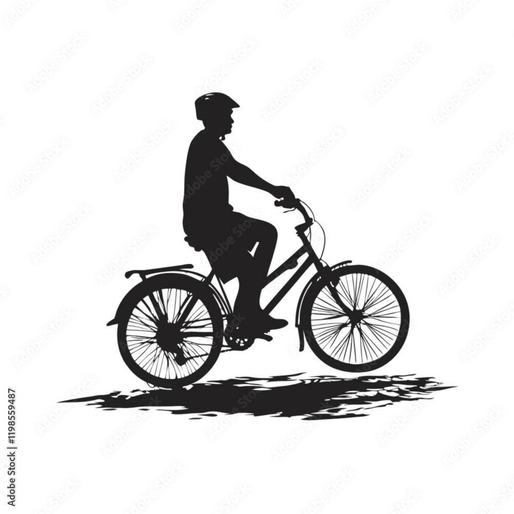 Obraz premium Silhouette of a man cycling on a bicycle in a park vector icon design 