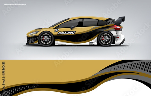 car wrap livery design Hatchback racing wrap decal or livery design.	